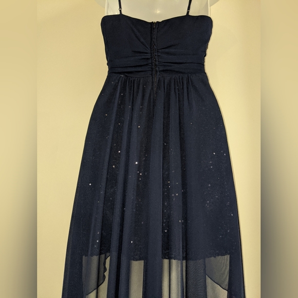 Fairy Sequin Prom Dress Sheer High Low - Picture 7 of 9